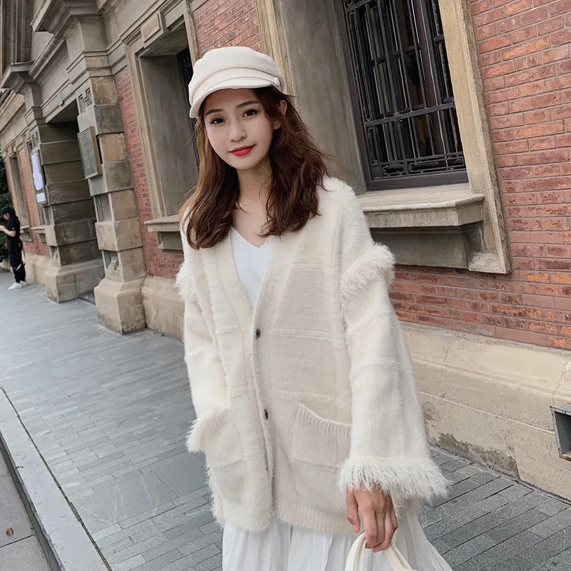 

Photo Shoot 2019 Autumn & Winter New Style Korean-style Fashion Elegant Imitation Mink Velvet Jacket Women's Short Loose Tops