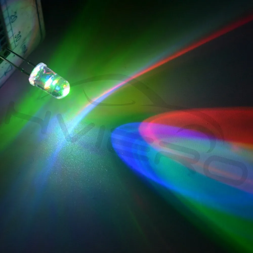 Hviero 100pcs F5 5mm Round Slow RGB Fast RGB Flash Diode Led Rainbow Multi Color Red Green Blue light emitting diodes water clear Lamp