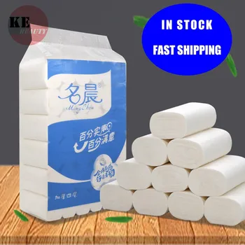 

High Quality Fast Shipping 10 Rolls Toilet Roll Paper 4 Layers Home Bath Toilet Roll Paper Primary Wood Pulp Toilet Paper