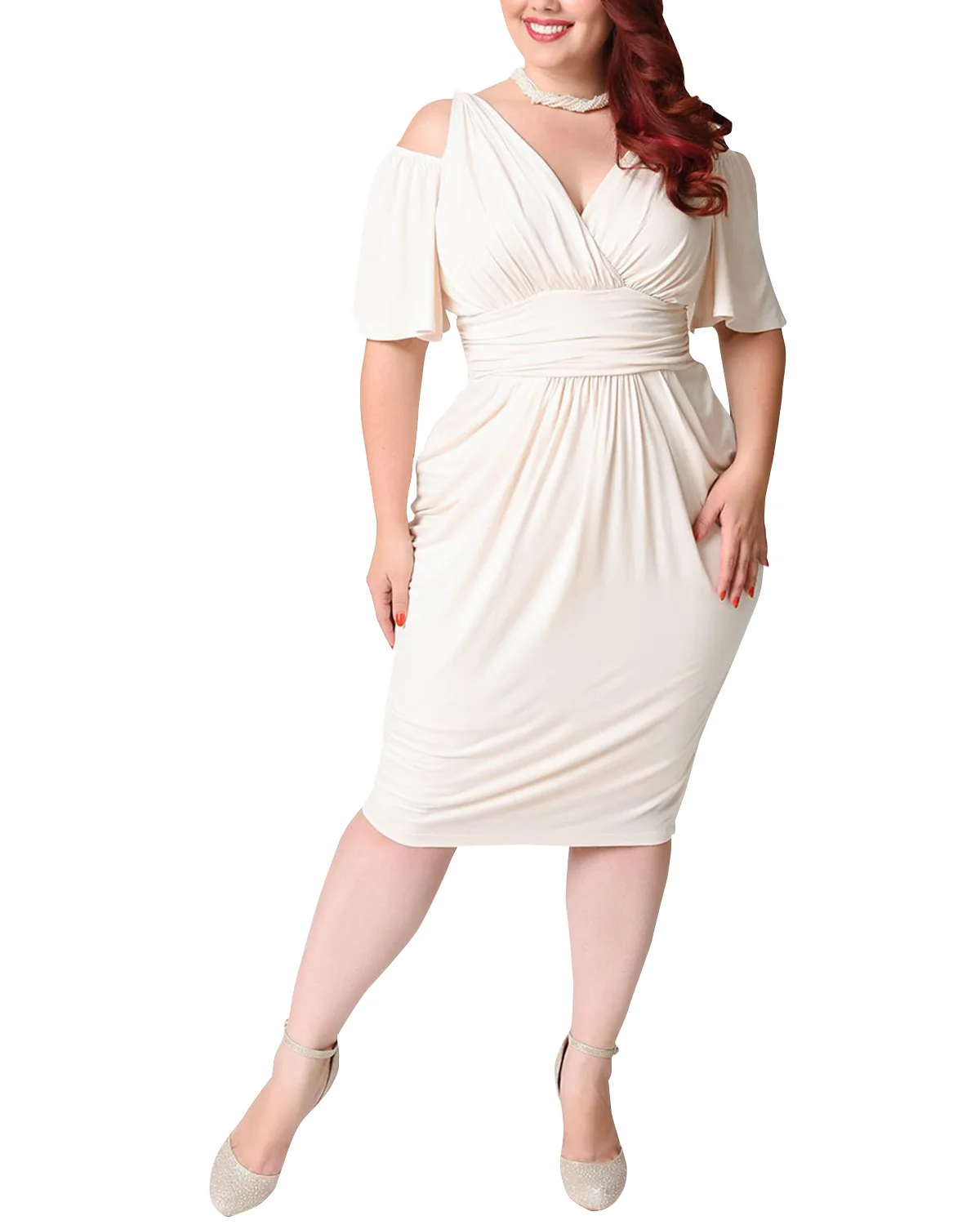 Summer Sexy Midi Dress For Fat Women Plus Size Vintage 4XL 5XL V Neck - plus-size-dresses