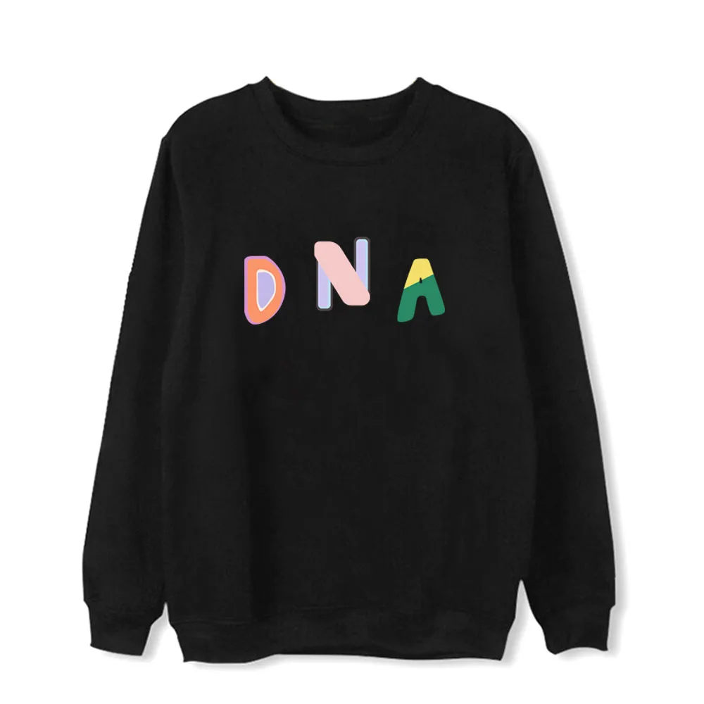Хлопковая толстовка с капюшоном Kpop Bangtan Boys DNA черная белая серая длинным рукавом