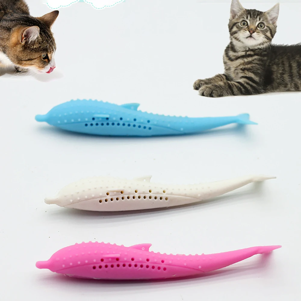 

Catnip Toys Simulation Fish Shape Pet Cat Toothbrush Interactive Chew Toys