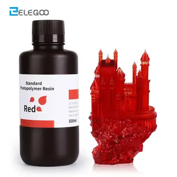 

ELEGOO 3D Printer Resin LCD UV-Curing Resin 405nm Standard Rapid Photopolymer Resin for SLA LCD 3D Printing 500ml Clear Red