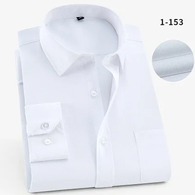 Осенняя мужская классическая клетчатая хлопковая рубашка в полоску с длинным рукавом больших размеров 5XL 8XL 10XL карманы 7XL 14XL Мужская рубашка в деловом стиле для офиса - Цвет: Белый