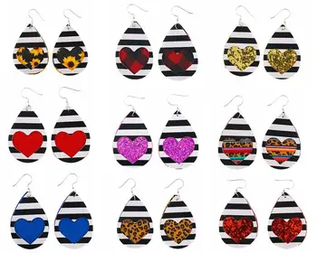 

Sequins Teardrop Leather Earrings Faux Leather Water Drop Earring 30Pairs Pack