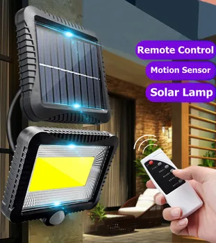 

120 LED Solar Light with Remote Control Motion Sensor Outdoor Garden Spotlight Solar Powered Wall Lamp for Street Path Courtyard