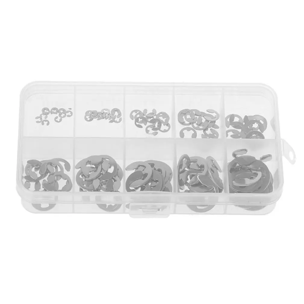 

120Pcs 304 Stainless Steel E-Clip Retaining Circlip Assortment Kit M1.5-M10 E Clip Washer Circlip Retaining Ring