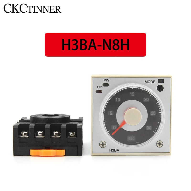 Relé de Estado Sólido Multifuncional H3ba-n8h 8pin 50hz 60hz Tempo 2no2nc 1.2s a 300h 48×48 mm Dc12v Dc24v Ac110v Ac220v