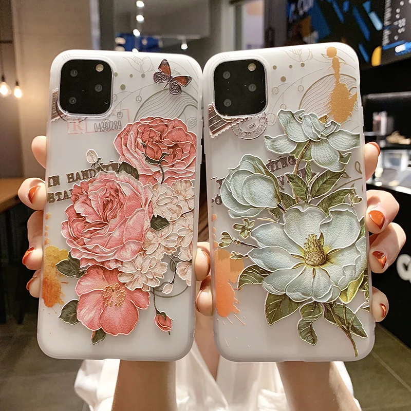 3D рельеф цветок чехол для Oppo R9 R9S R11 R11S плюс R17 Pro A3 A5 A7 A9 A59 A73 A83 F1 F3 F11 Чехол из мягкого