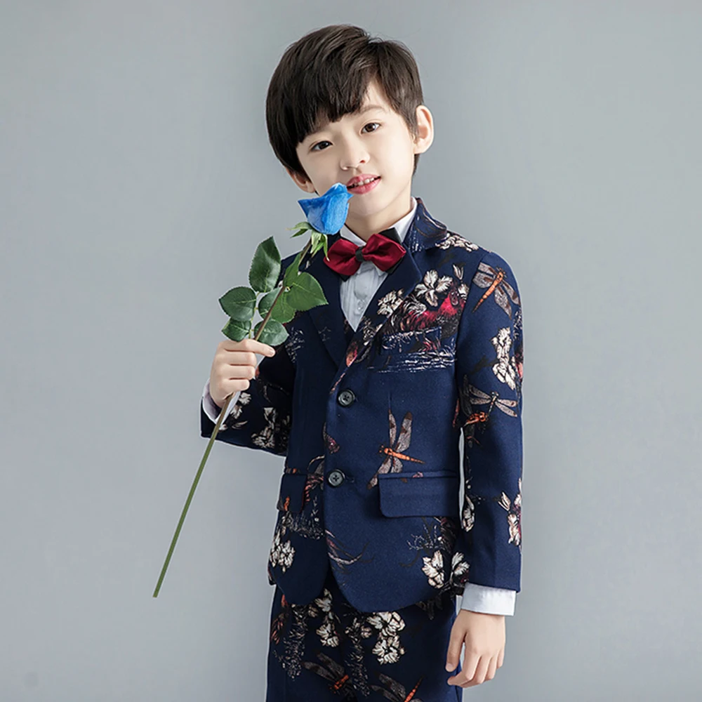 YuanLu/Новые костюмы для мальчиков; Роскошные торжественные костюмы для свадьбы; Блейзер; куртка для малышей; Детский костюм - Цвет: 5PCS