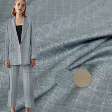 Красная малиновая клетчатая пряжа окрашенная камвольная шерсть и льняные ткани Материалы Женский костюм куртка шитье для Одежды Портной