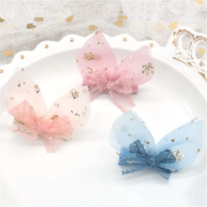 mixed colors 2 10 шт./лот, заколки для волос с кроличьими ушками, детский бант, блестки, мультяшная шпилька с животными, головные уборы, аксессуары для волос для девочек - Цвет: mixed colors 2