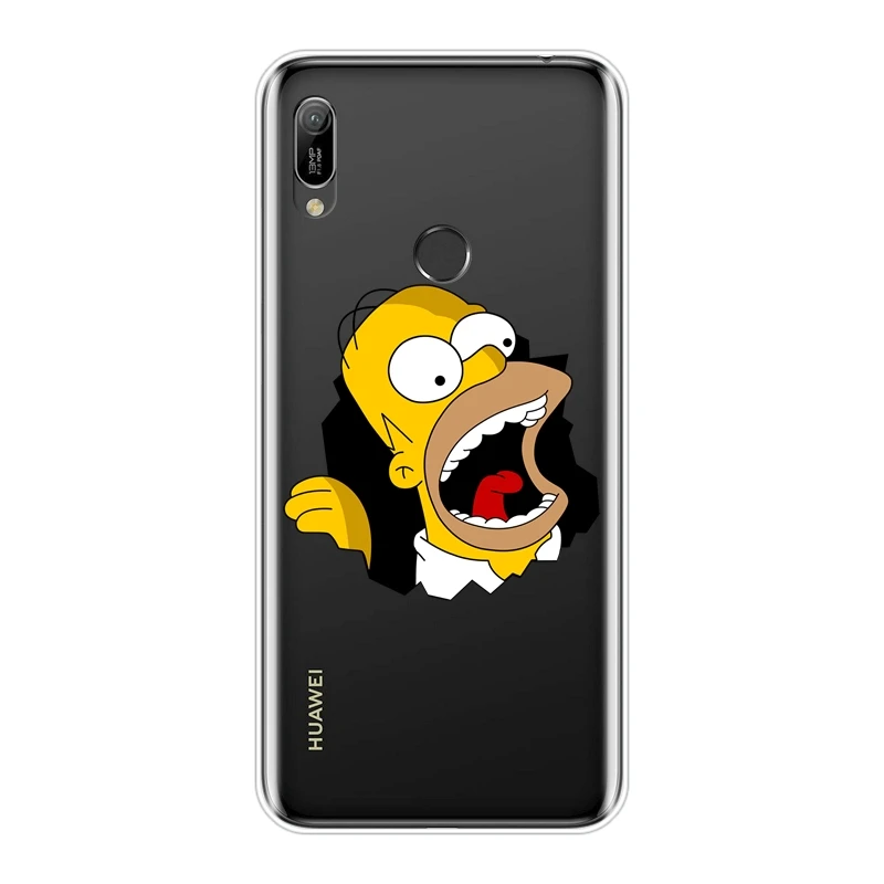 Чехол для телефона huawei Y9 Y7 Y6 премьер-профессионал мягкий силиконовый Homer J. Симпсон Забавный аниме задняя крышка для huawei Y5 Y6 Y7