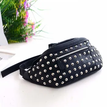 

Portable Fanny Pack Handbag Waist Belt Waist Bag Purse Rivet PU Leather Money Wallet Travel Storage Fabala Waist Packs Bum Bag