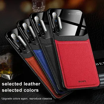

10PCS/LOT Back Phone Case For OPPO Reno 2 A9 F11 A9X K3 K5 Realme X XT A3 A5 Organic PC Grained Skin Pattern Leather Cover Coque