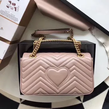 

Free shipping leather ladies handbag peach heart wave chain with shoulder messenger simple ladies bag