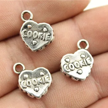 

Wholesale Jewelry Lots Antique Silver Color 15x12mm 3D Cookie Pendants Jewelry Making Craft Supplies Accessories 80 Pieces