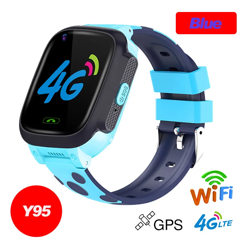 Y95 Детские Смарт-часы телефон gps Водонепроницаемые Детские Смарт-часы 4G Wifi Antil-lost SIM трекер местоположения умные часы HD Видеозвонок - Цвет: Y95 Blue