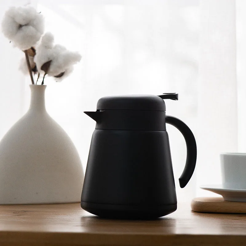 800 мл Изолированная бутылка для воды Тип прессования Нержавеющая сталь теплоизоляция чайник кофейник вакуумная колба чайники кувшин для дома - Цвет: Черный