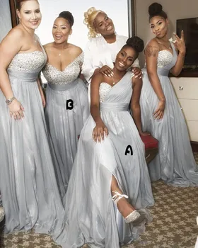 

Two Styles Pretty Bridesmaid Dress Beaded Chiffon A Line Maid Of Honor Dresses for Wedding Party