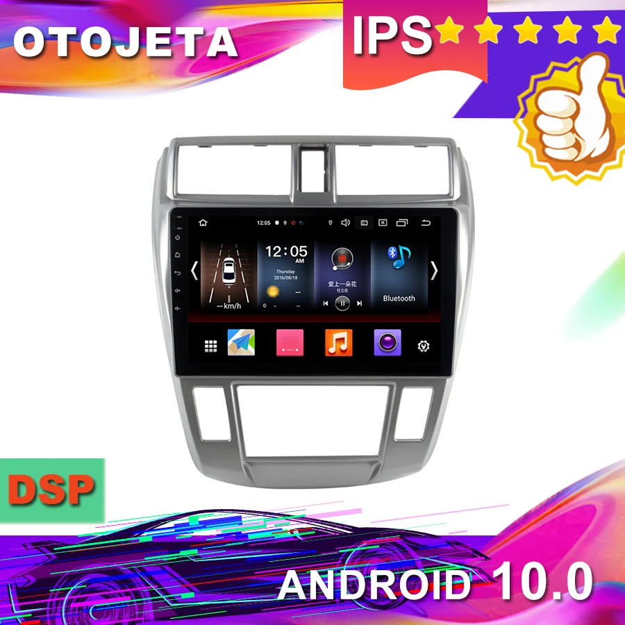 Новое поступление Android 10,0 Автомобильный gps для Honda City Auto AC 2011 Автомобильный мультимедийный магнитофон 1080P с bluetooth навигацией