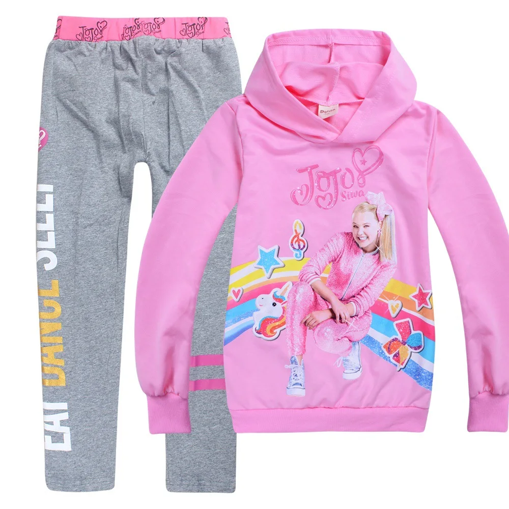 Spring Autumn Girl Clothes Set Baby Kids Hoodie+ Pants 2pcs Jojo Siwa Children Coat Sweatshirt Tracksuit Sports Suit Outfit