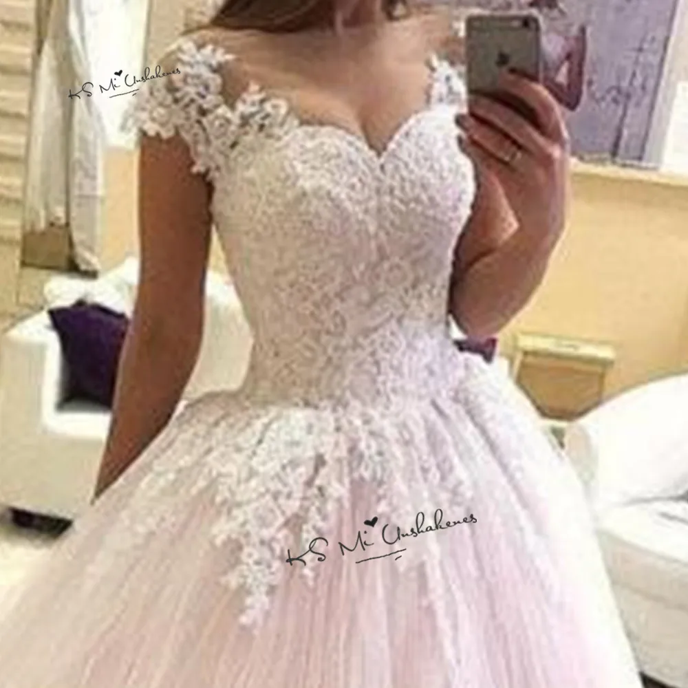 Свадебное платье-светильник розового цвета, кружевное платье Vestidos de Novia, свадебное платье принцессы с рукавом-крылышком и пуговицами, богемное платье невесты с коротким шлейфом