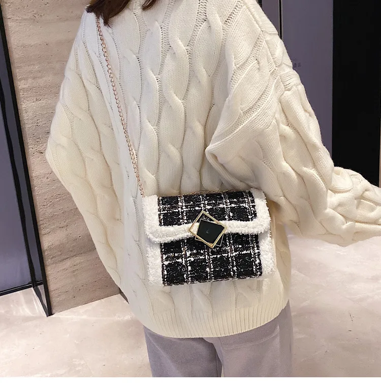 

New Arrival Woolen Chain Maomao Bag 2019 New Style Versatile Textured Shoulder Bag Women's Autumn And Winter Plush Shoulder Bag