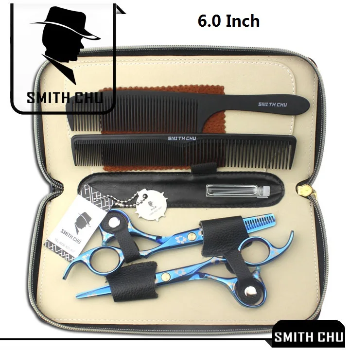 LZS0009 60 with bag 6," Парикмахерские ножницы SMITH CHU ножницы для стрижки волос филировочные ножницы Япония 440c Профессиональные парикмахерские наборы Tesoura LZS0003 - Цвет: LZS0009 60 with bag
