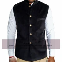 Men's Suit Vest Velvet Retro Slim Fit Jacket Stand-up Collar Steampunk Waistcoat Winter Warm Vest жилет мужской 1