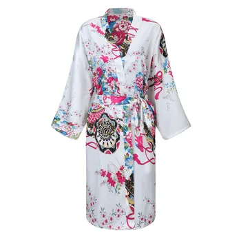 

NEW Style Sexy Nightgown Rayon Sleepwear Women Robe Mini Nightdress Home Dress Negligee Print Floral Kimono Bathrobe Gown