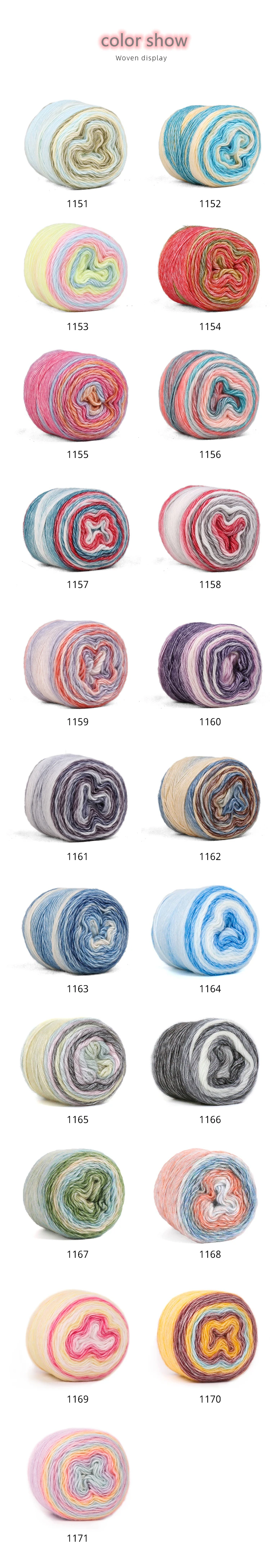 1pc Gradient Cake Line Rainbow Autumn Winter Sweater Scarf Hat Hand Knitting DIY Hook Bar Needle Medium Fine Wool Yarn 100g/Ball