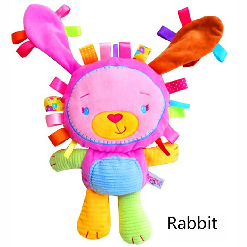 30cm Children's molar toy Baby Comforting doll with BB rattles Toys Lion/Rabbit/Elephant/Lamb/Monkey Appease dolls - Цвет: Rabbit