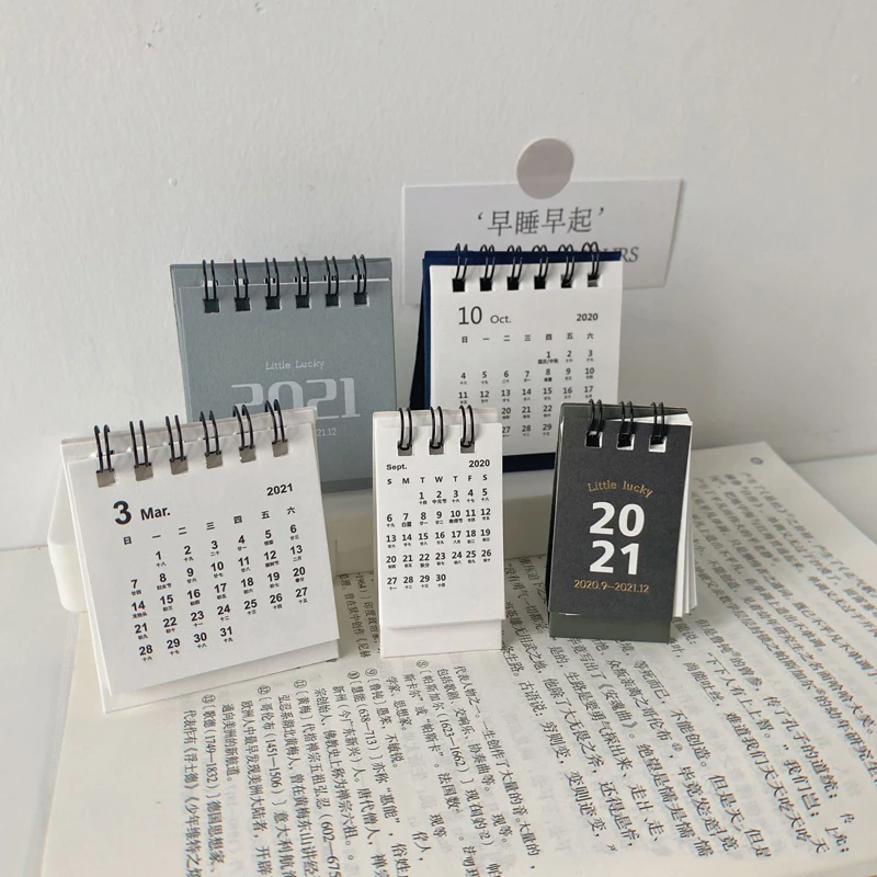 21 Ins Creative Standing Mini Desk Calendars Simple Style Student Planner Office Table Accessories Supplies Calendar Ornament Calendar Aliexpress