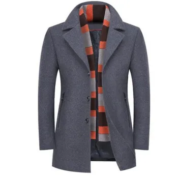 

Winter Wool Coat Men Slim Fit Jacket For Men And Parks Stand-up Collar Men's Windbreaker Jacket Thickened Woolen Pea Coat