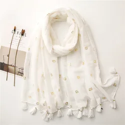 Plain Lurex Glitter Tiger Pattern Tassel Viscose Shawl Scarf lady High Quality Print Soft Wrap Pashmina Stole Muslim Hijab Caps