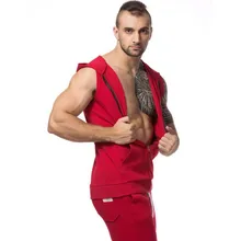 Muscle Brother, стиль, мужская спортивная толстовка, жилет, для улицы, Повседневный, с капюшоном, чистый хлопок, без рукавов, тренировочный костюм