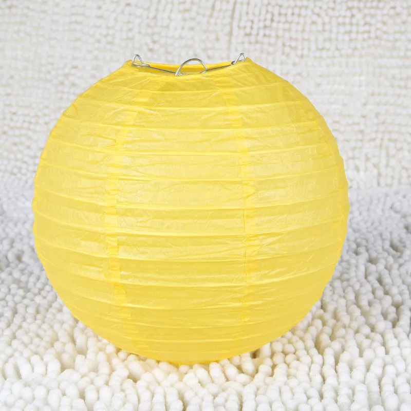 yellow 4/6/8/10/12/16 дюймов белый китайский Бумага фонари мяч Свадебный декор для вечеринки в честь Дня Рождения, сделай сам, светильник Висячие украшения дома поставки - Цвет: yellow
