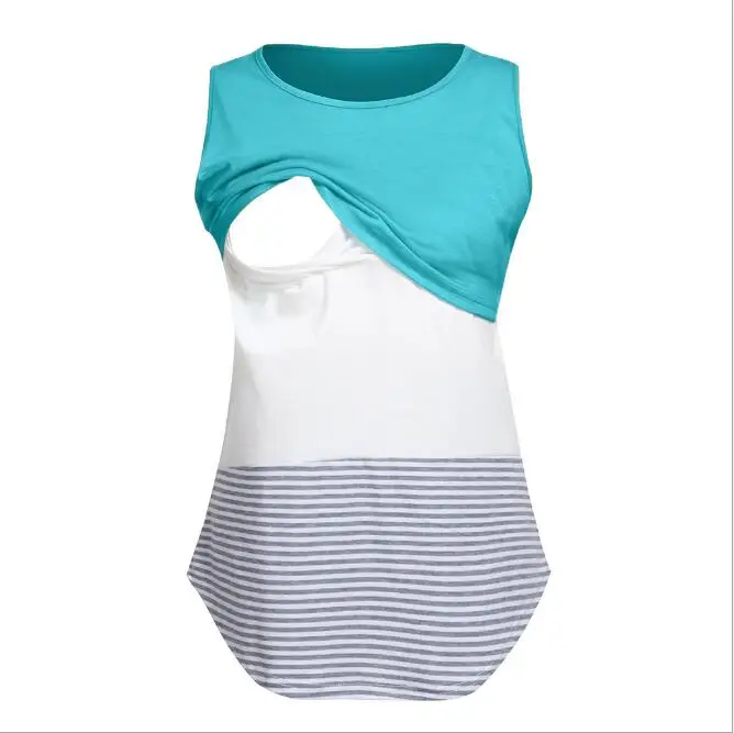 Summer Women Breastfeed Tees Lady Stirped Nursing Sleeveless T shirts