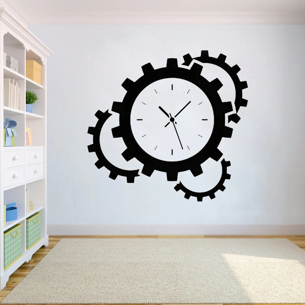 Vinyl Wall Stickers Office Clocks Time Gears Steampunk Art Office Room Interior Decal laboratory decoration Mural Decal HY521