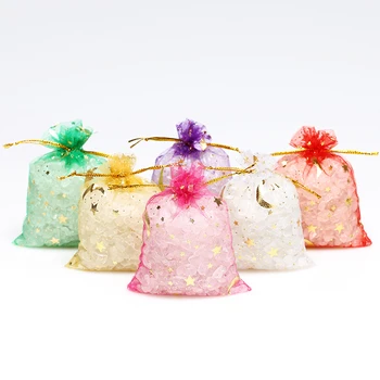 

50pcs Stars & Moon Design Organza Bags Jewelry Packaging Bags Drawable Christmas Wedding Party Gift Bags & Pouches 7*9/9*12cm