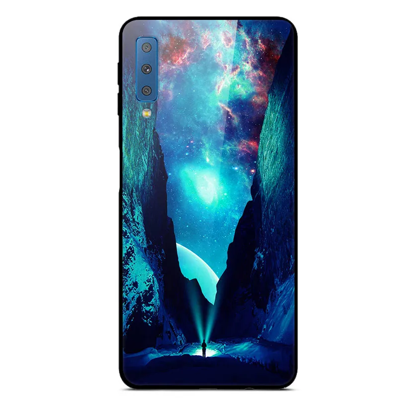 Для samsung Galaxy A7 чехол жесткое стекло задняя крышка для samsung A9 J4 J6 Plus J 4 J4Plus чехол для телефона s силиконовый бампер Капа - Цвет: 34