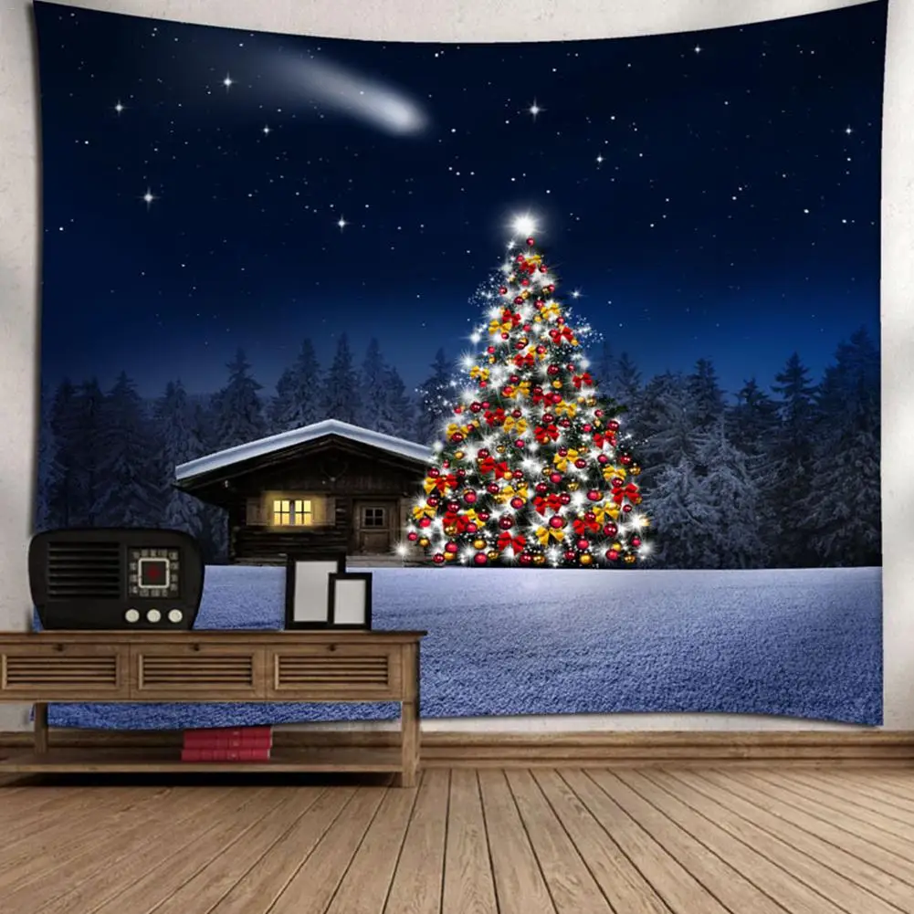 

Wall Hanging Tapestry Christmas Blanket Xmas Printing Tapestry Yoga Mat Christmas Tree Carpet Hang Cloth Christmas Decorative
