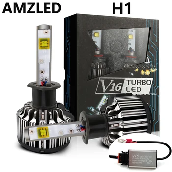 

AMZLED V16 Turbo LED H1 Car Headlight Bulbs LED V16 Turbo led 40w 80w 4800lm high power Truck Canbus 12V 24V H1 LED headlamps Hi