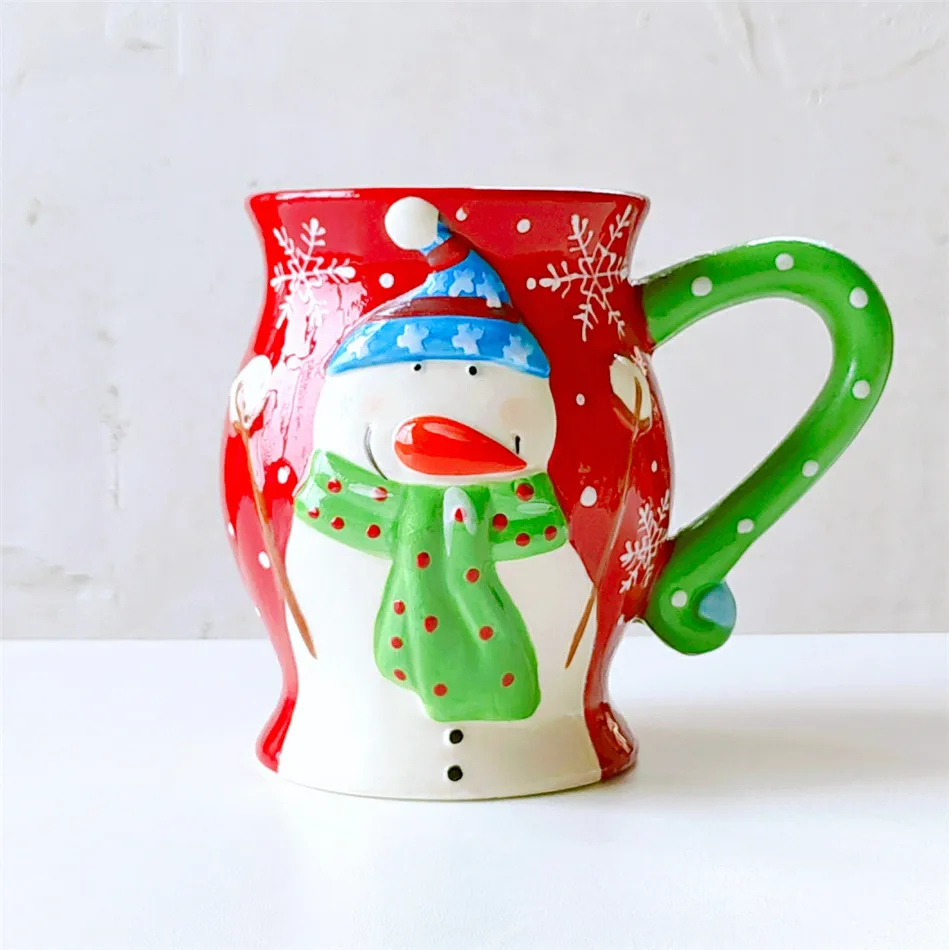 Большой емкости рождественские кружки 3D снеговик с крышкой милая кофейная чашка