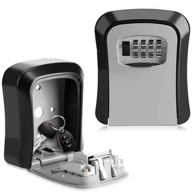

Key Safe Box MetalKey Lock Box Wall Mounted Aluminum alloy Weatherproof 4 Digit Combination Key Storage Lock Box drop shipping