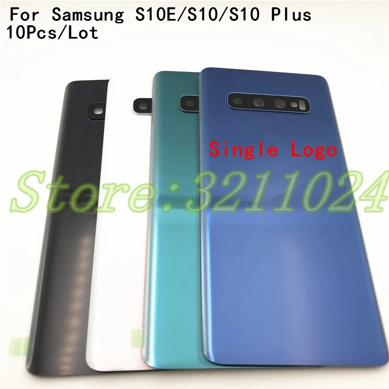 10 шт. для samsung Galaxy S10e S10 S10 plus стеклянная задняя крышка батарейного отсека, корпус, запасные части для ремонта+ объектив для камеры