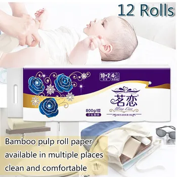 

12 Rolls/Lot Roll Coreless Toilet Paper Soft Strong Toilet Tissue Home Rolling Paper Kitchen 4-Ply for Daily Use Tisu toilet