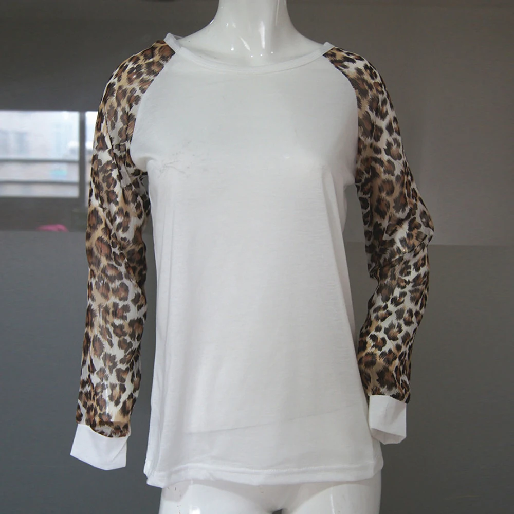 Весна осень Женская леопардовая Лоскутная футболка большого размера, с длинным рукавом Повседневные женские топы Свободные Большие размеры рубашка 3XL 4XL 5XL