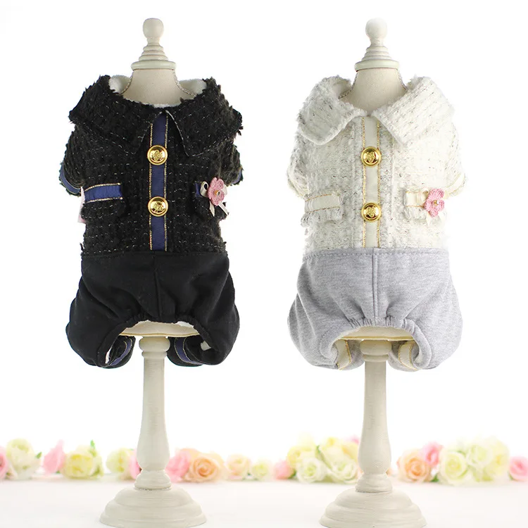 

Cute Cotton Dogs Jumpsuits for Pets Clothing Four-legs Black White Colors Pet Dog Clothes Autumn Winter Jumpsuit for Chihuahua